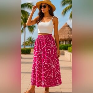INC Floral Pink Maxi Skirt NWT
